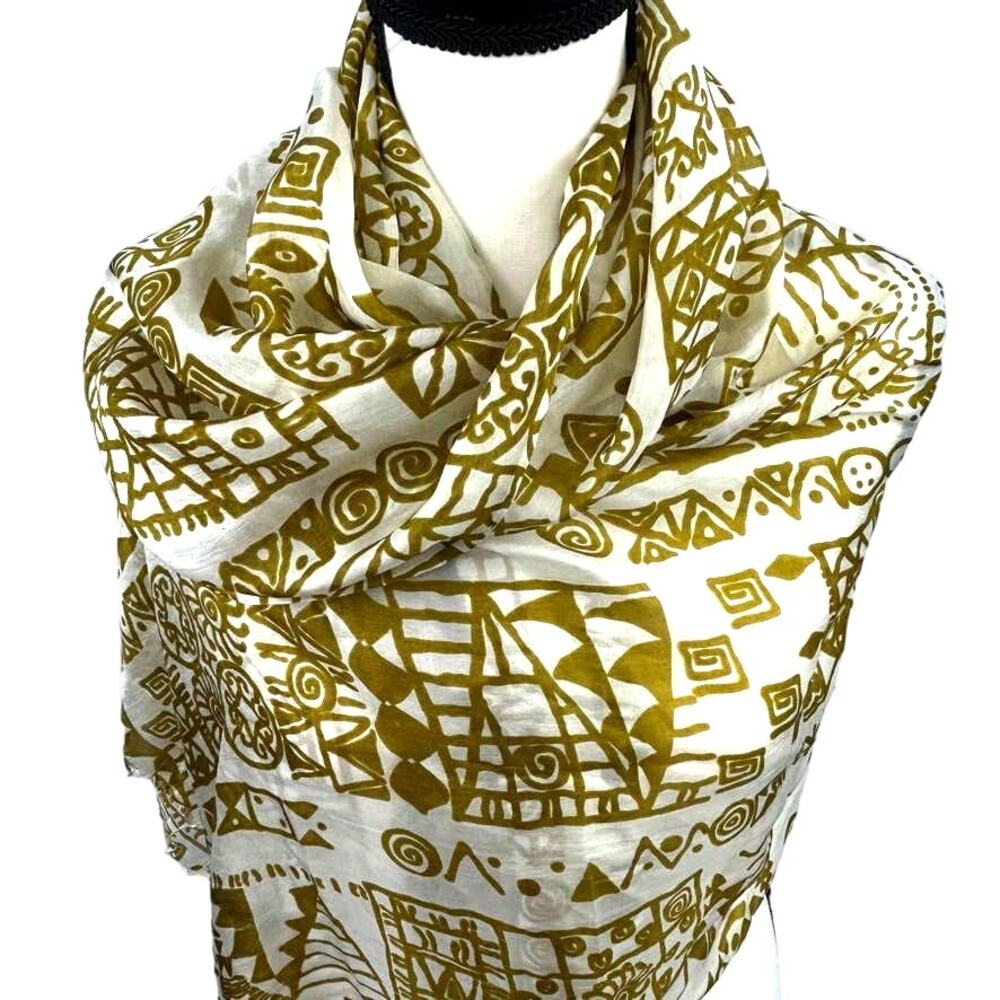 NWT Trades of Hope 100% Silk Tribal Pattern Long Scarf - Picture 3 of 7
